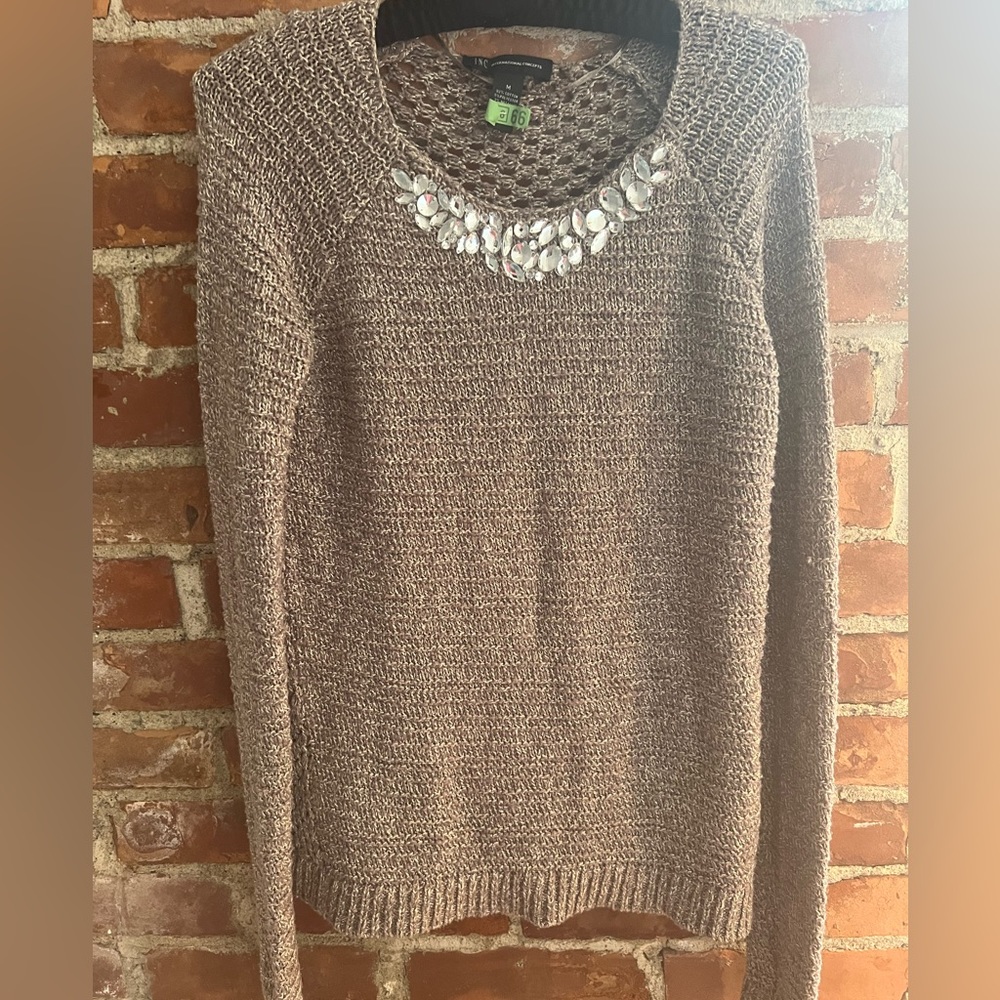 INC bedazzled collar sweater